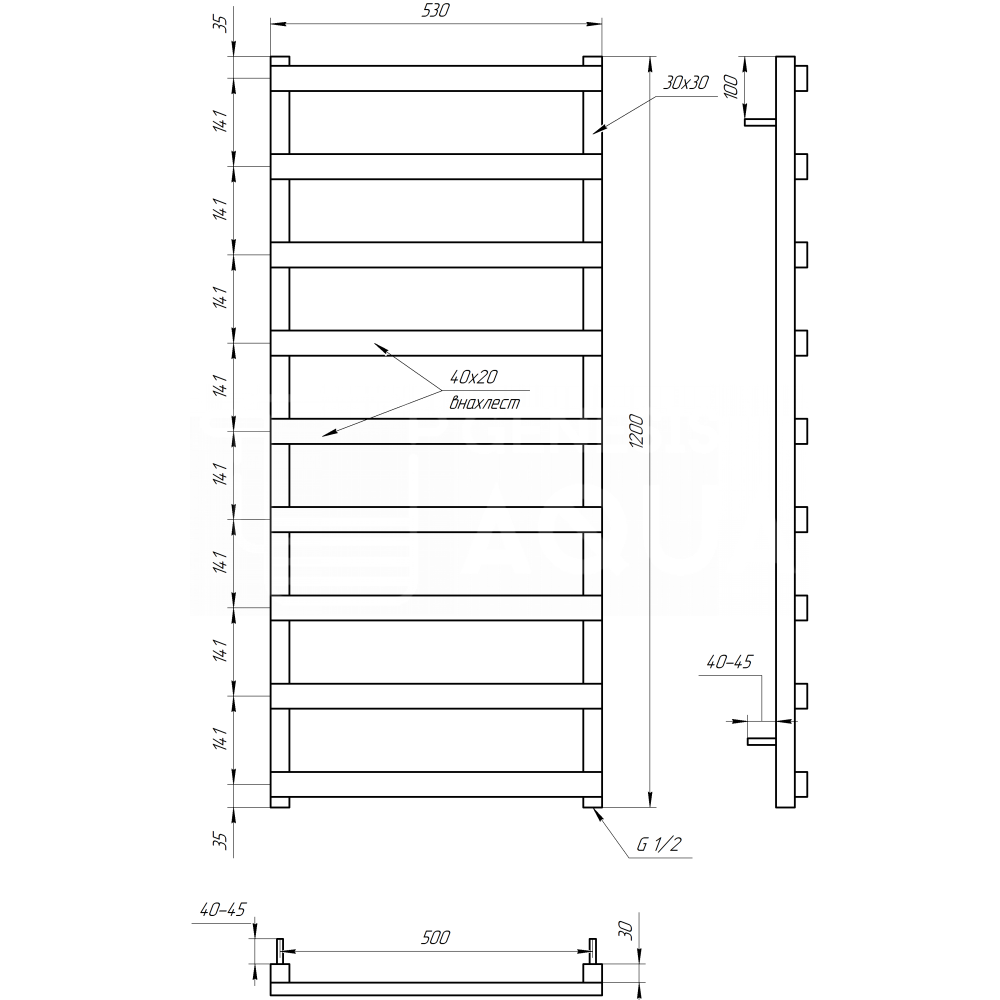 Электрический полотенцесушитель Genesis-Aqua Basis 120x53 см