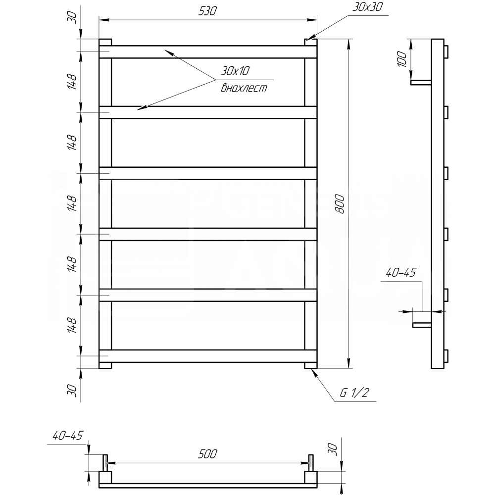 Полотенцесушитель Genesis-Aqua Basis Light 80x53 см