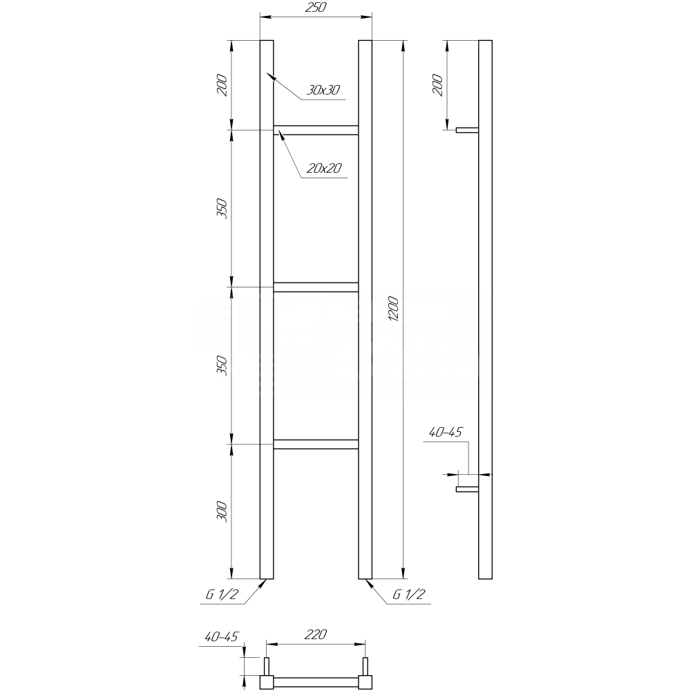 Полотенцесушитель Musa 120x25 см