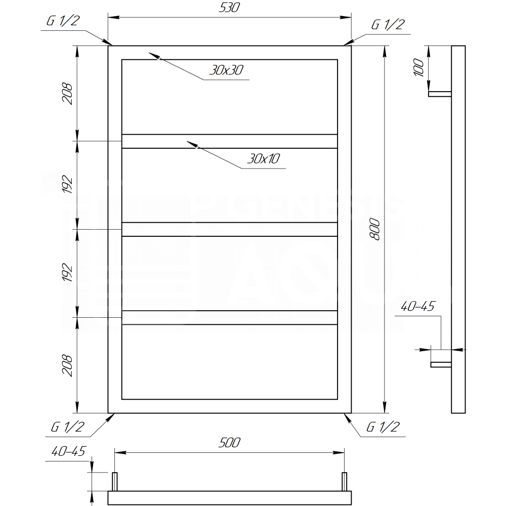 Полотенцесушитель Dual 100x53 см