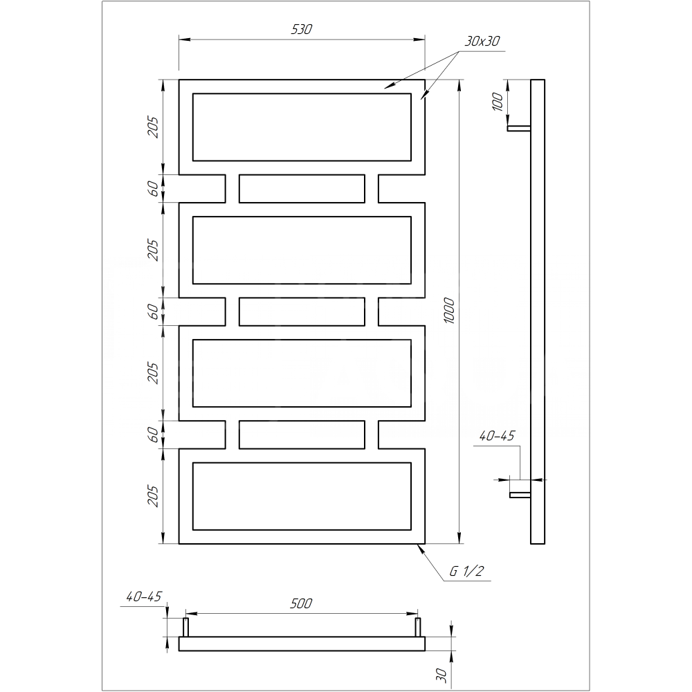 Genesis Aqua Сушка для рушників Quattro Електричний 120x53x3