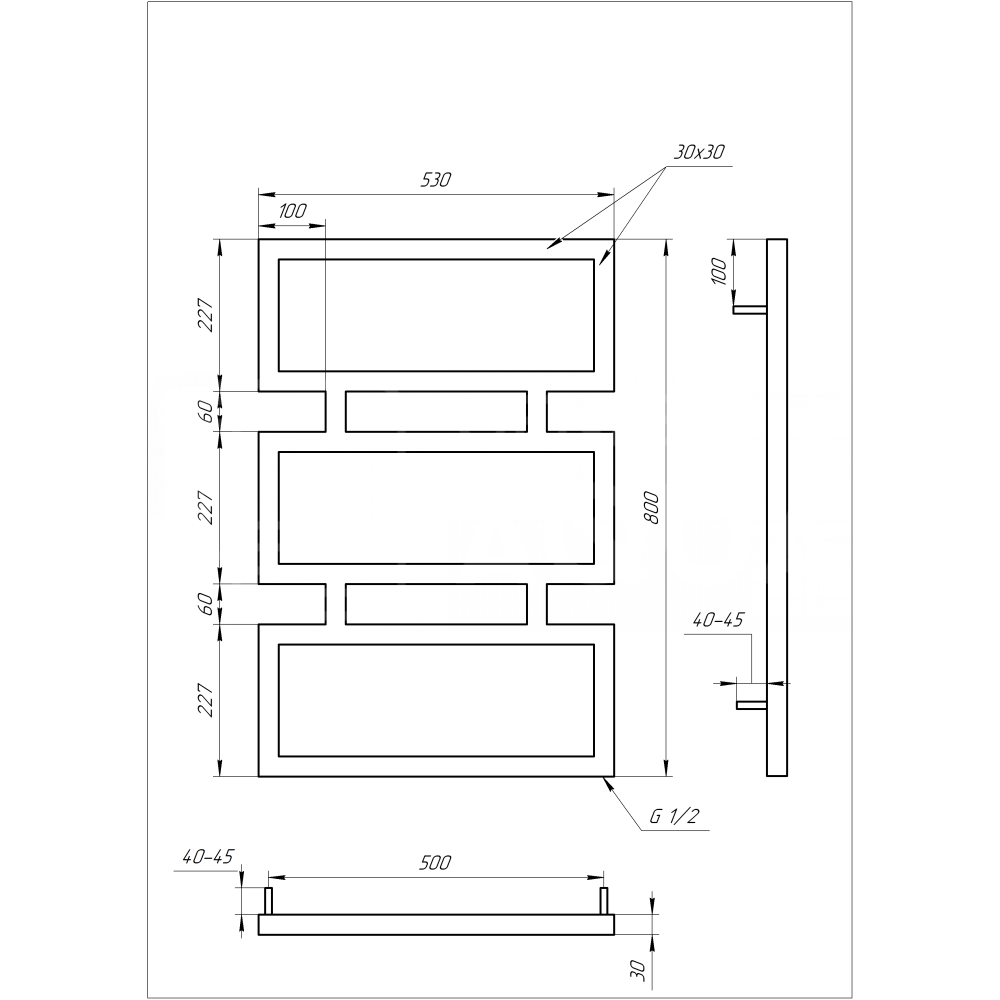 Genesis Aqua Сушка для рушників Quattro Електричний 120x53x3