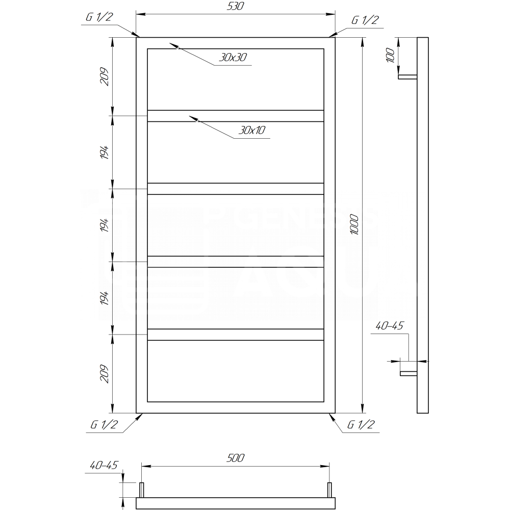 Полотенцесушитель Dual 120x53 см