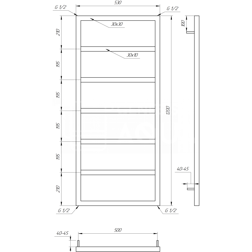 Полотенцесушитель Dual 120x53 см
