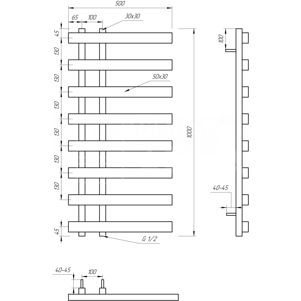 Полотенцесушитель Genesis-Aqua Split 120x53 см