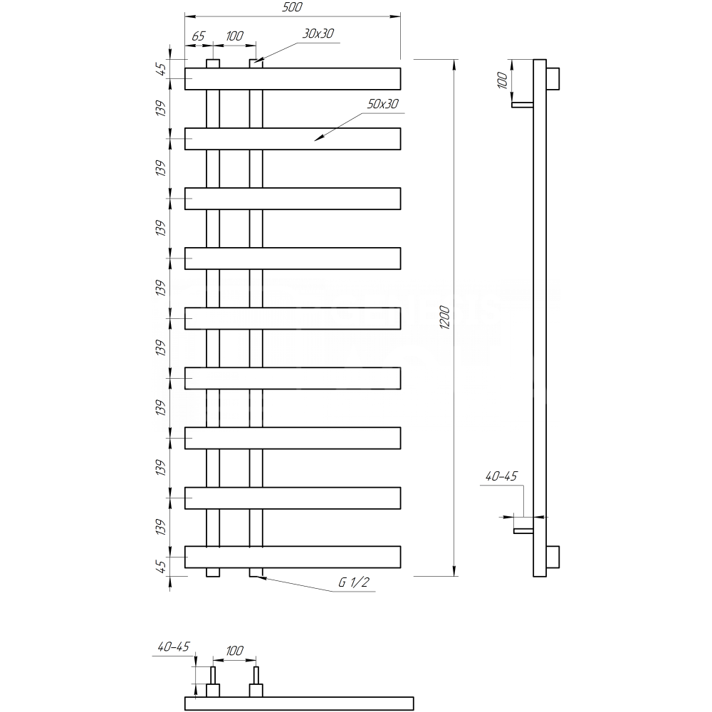 Полотенцесушитель Genesis-Aqua Split 120x53 см