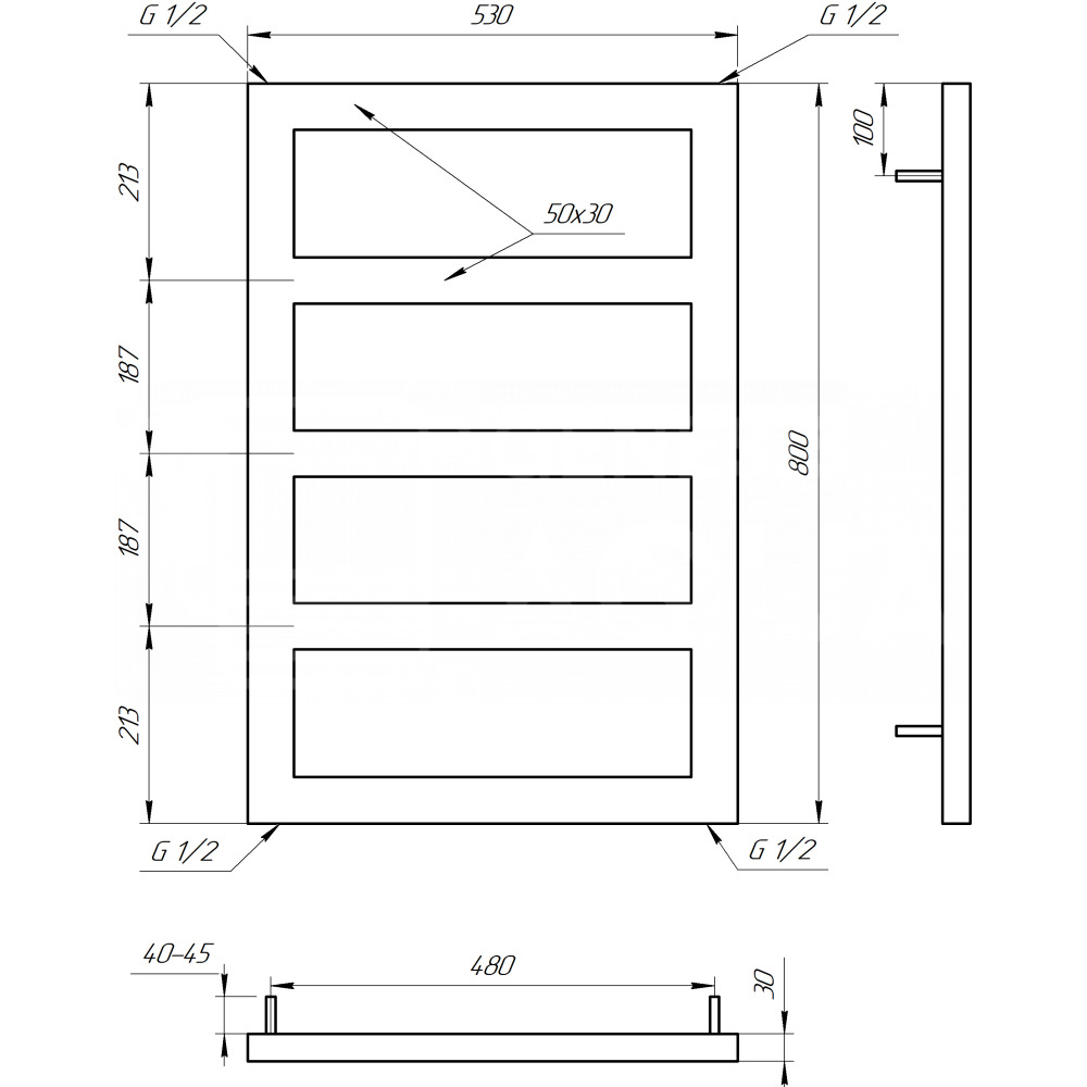 Полотенцесушитель Masive 80x53 см