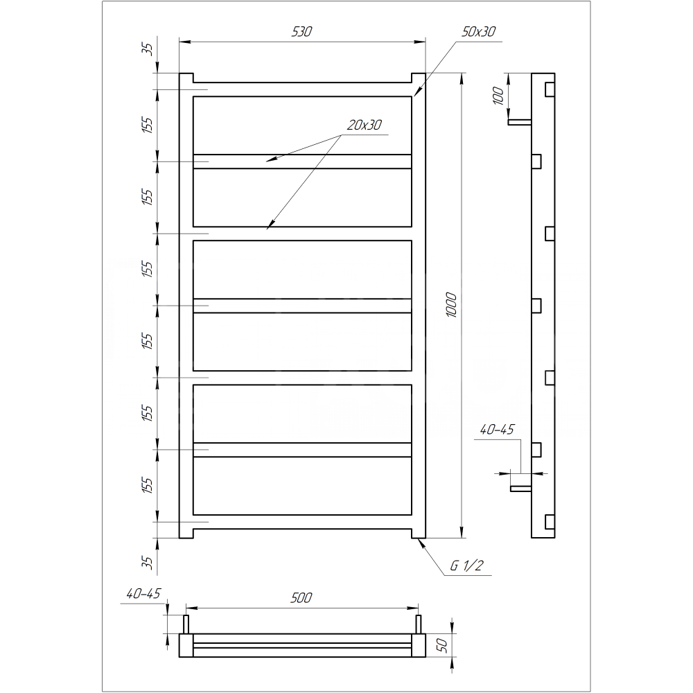 Полотенцесушитель Genesis-Aqua Level 80x53 см