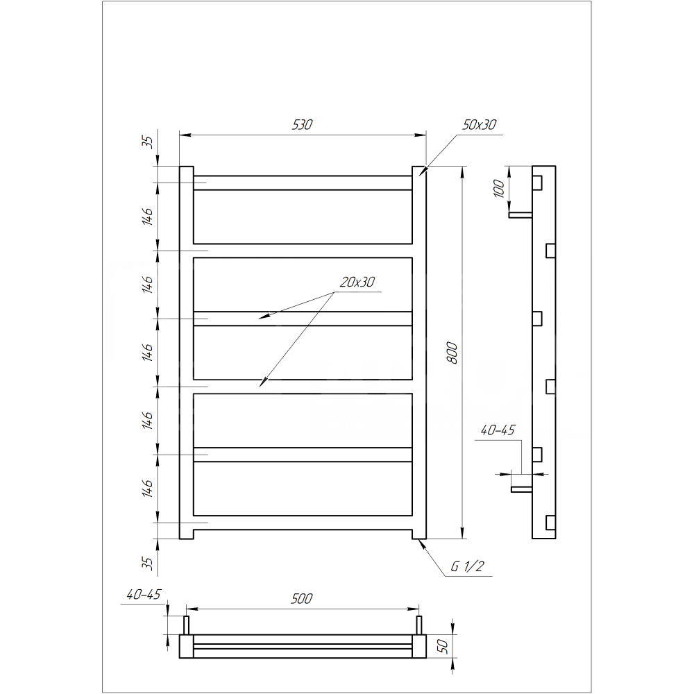 Полотенцесушитель Genesis-Aqua Level 80x53 см