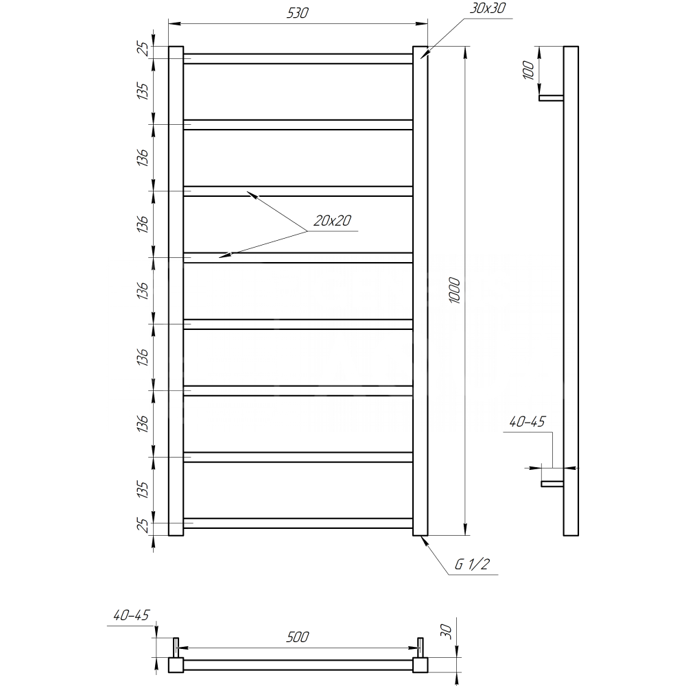 Genesis Aqua Сушка для рушників Terra Електричний 120x53x3
