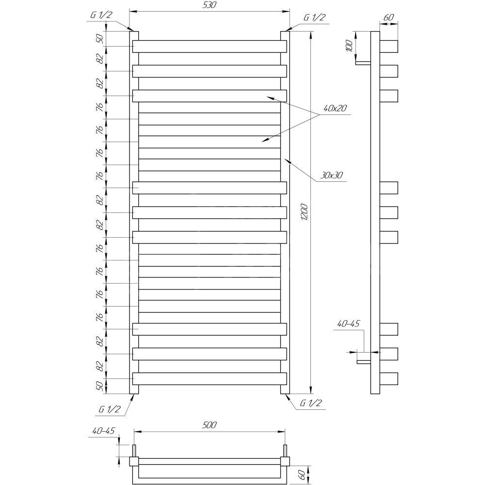 Электрический полотенцесушитель Santa 80x53 см