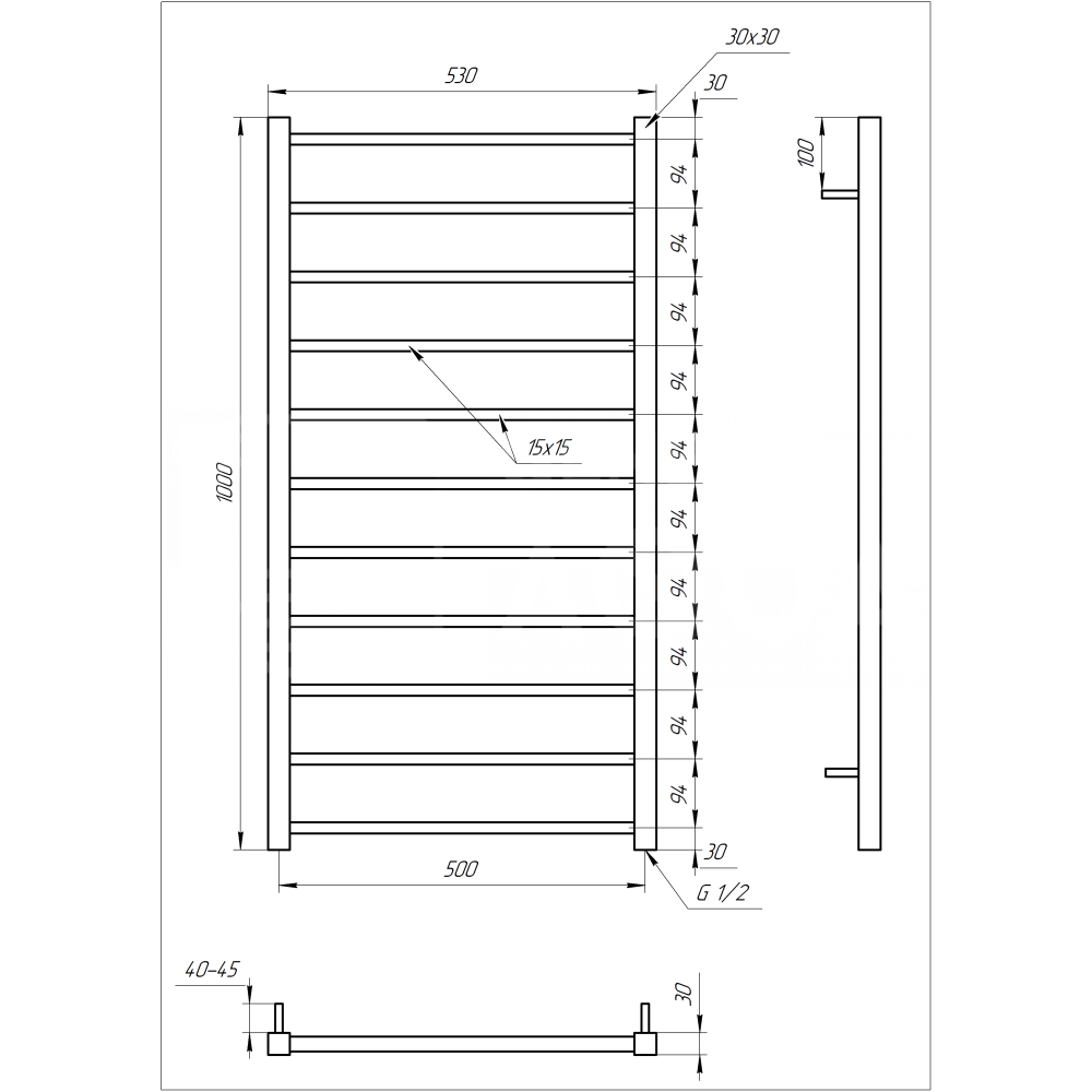 Электрический полотенцесушитель Genesis-Aqua Flat 100x53 см