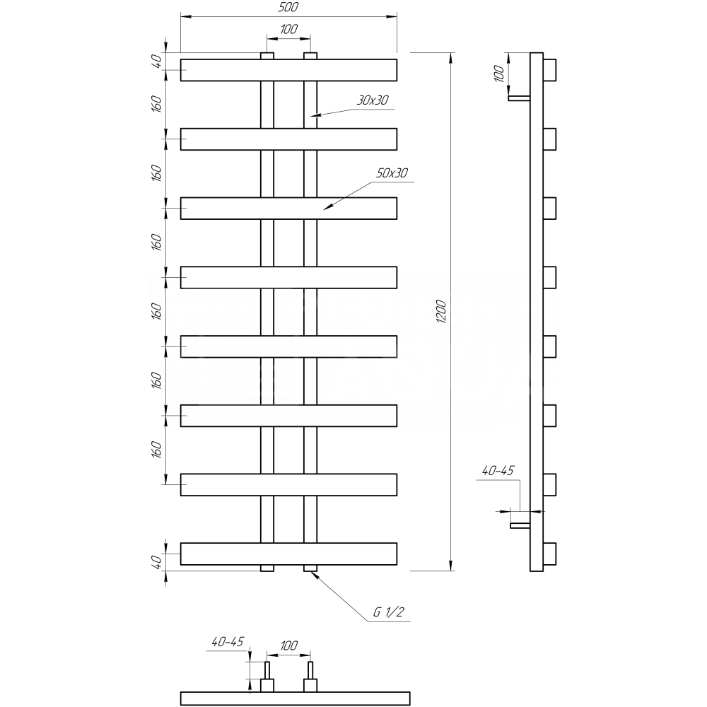 Электрический полотенцесушитель Genesis-Aqua Symmetry 120x53 см