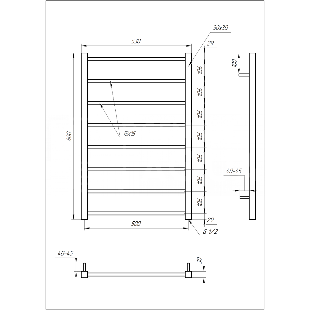 Электрический полотенцесушитель Genesis-Aqua Flat 100x53 см