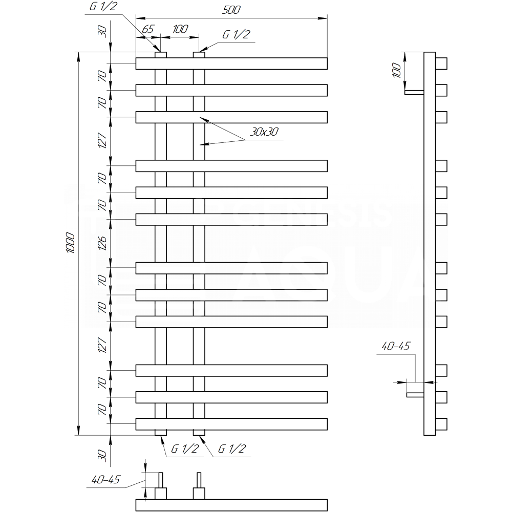 Genesis Aqua Сушка для рушників Carisma Електричний 120x53x3