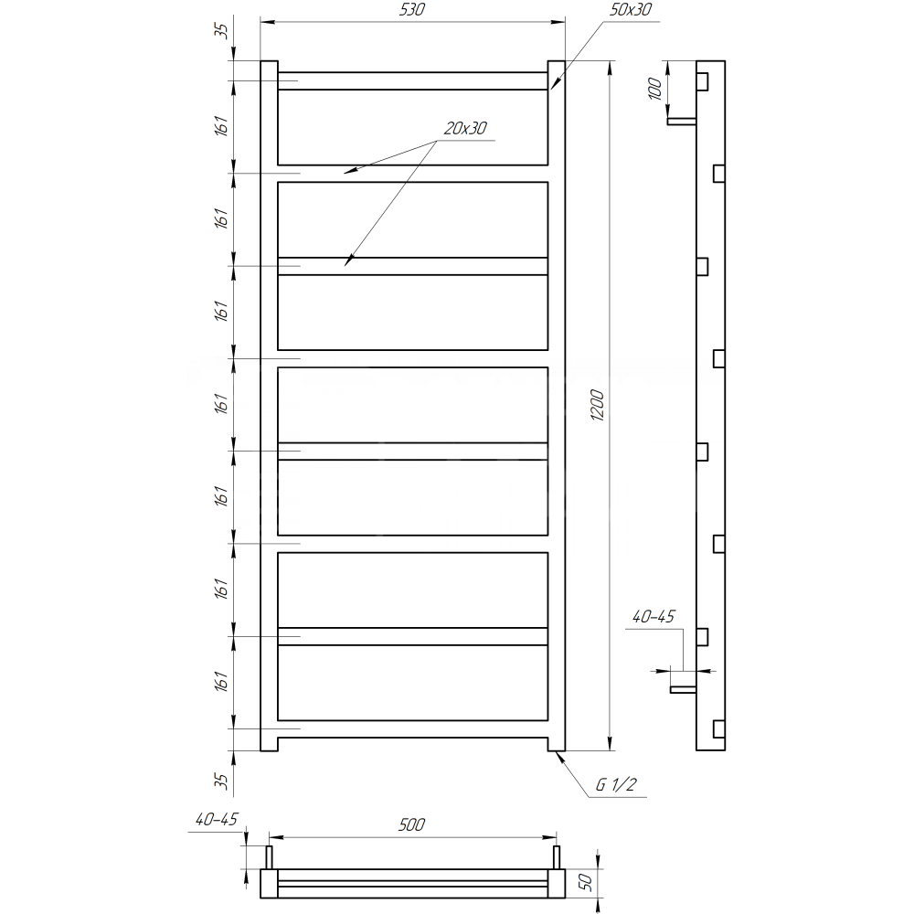 Полотенцесушитель Genesis-Aqua Level 120x53 см