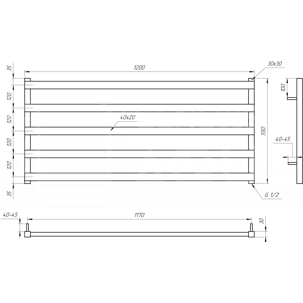 Электрический полотенцесушитель Genesis-Aqua Giza 120x55 см