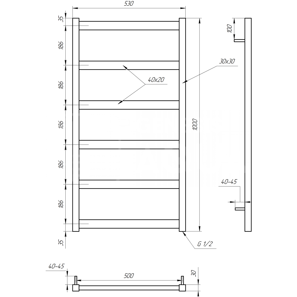 Полотенцесушитель Genesis-Aqua Minimal 120x53 см