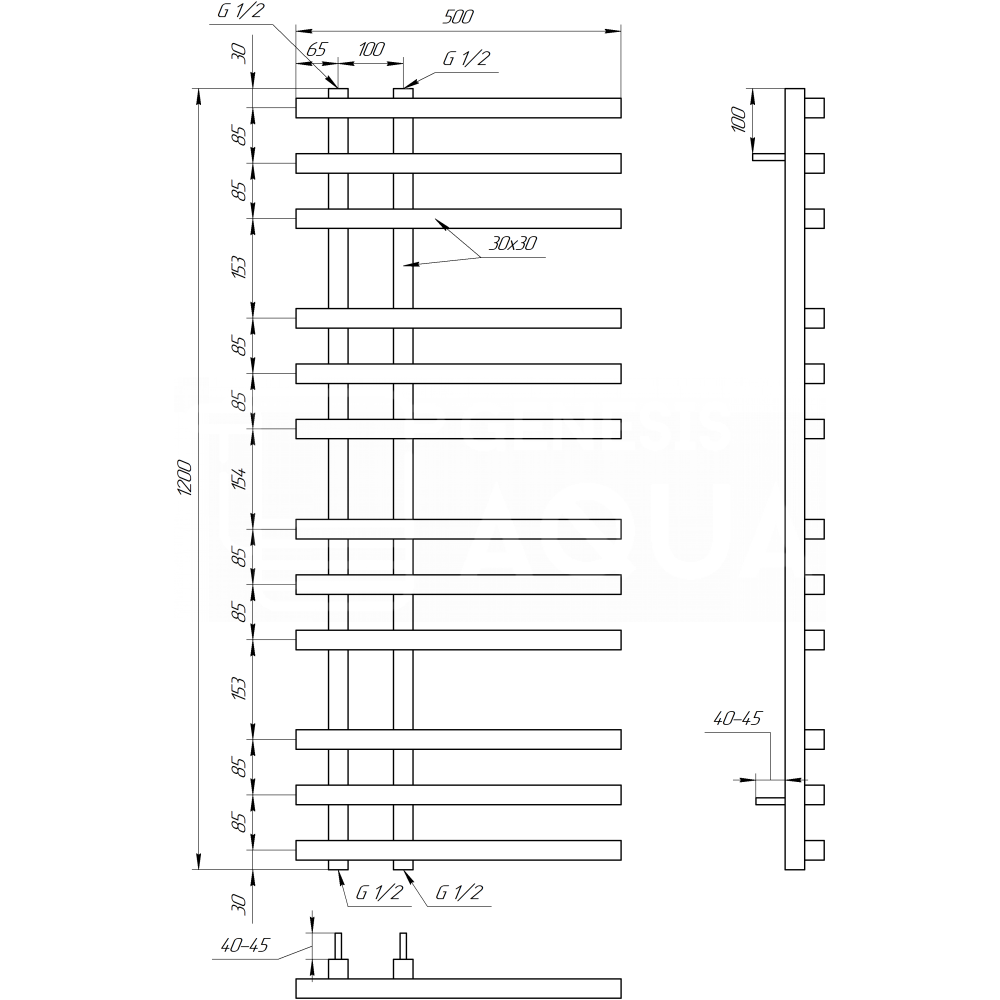 Genesis Aqua Сушка для рушників Carisma Електричний 100x53x3