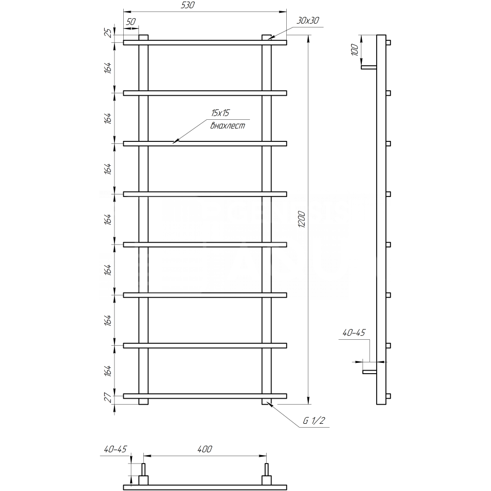 Полотенцесушитель Genesis-Aqua Kioto 120x53 см