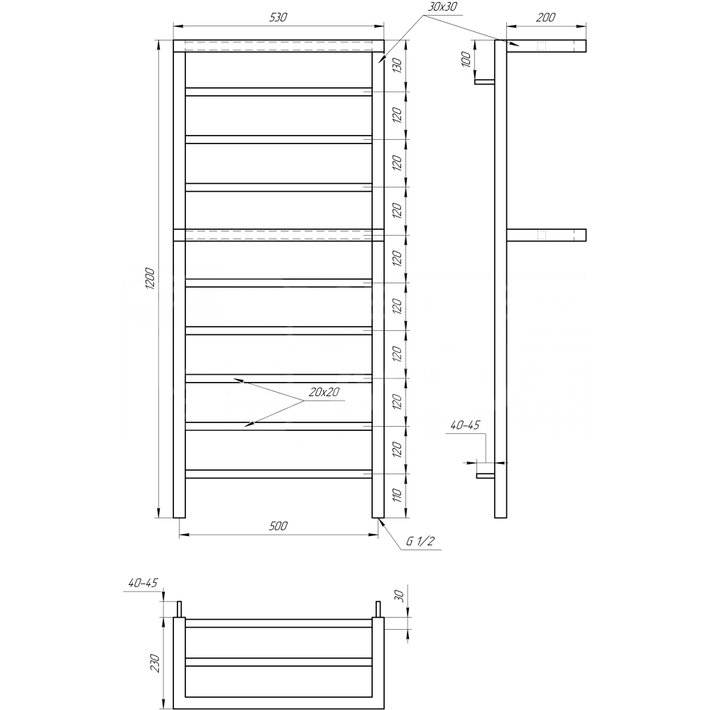 Полотенцесушитель Genesis-Aqua Aro 80x53 см