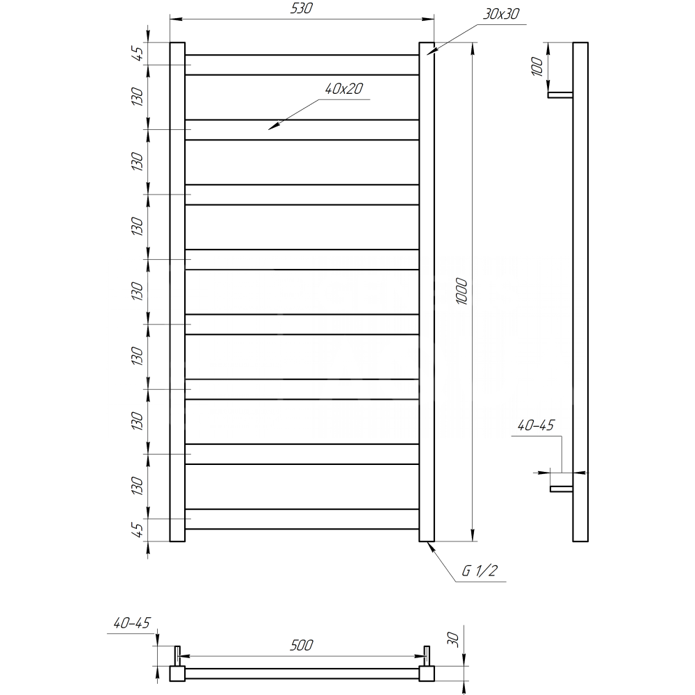 Полотенцесушитель Genesis-Aqua Maxi 100x53 см