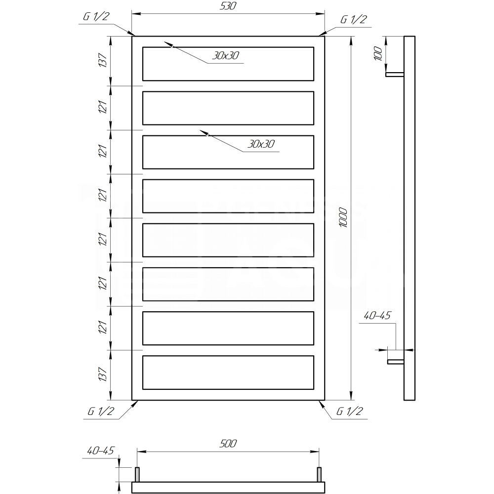 Электрический полотенцесушитель Jazi 80x53 см