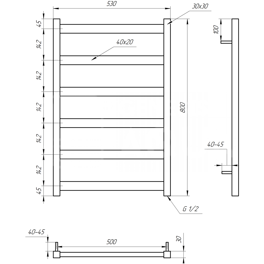 Полотенцесушитель Genesis-Aqua Maxi 120x53 см