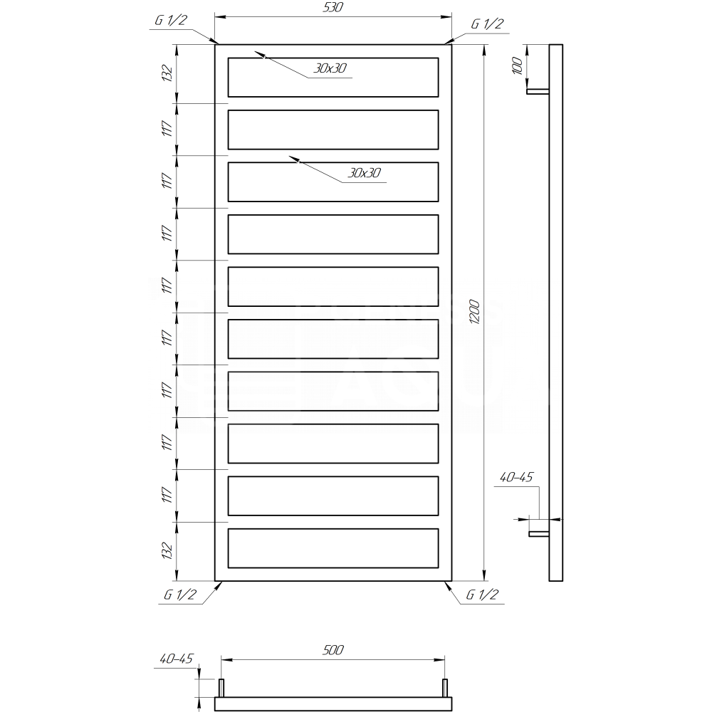 Электрический полотенцесушитель Jazi 80x53 см