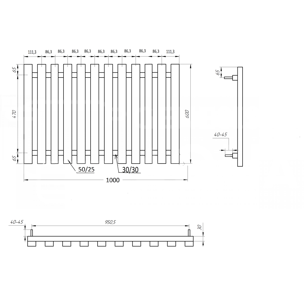 Радиатор отопления Genesis-Aqua Batteria 80x60 см