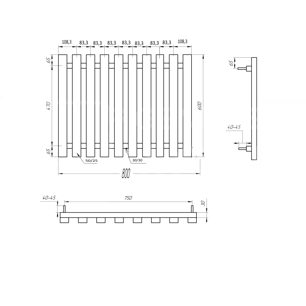 Радиатор отопления Genesis-Aqua Batteria 80x60 см