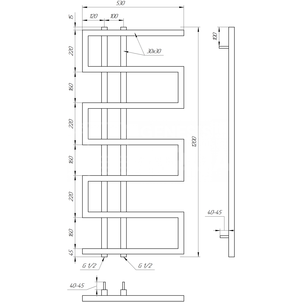Электрический полотенцесушитель Mogiana 80x53 см