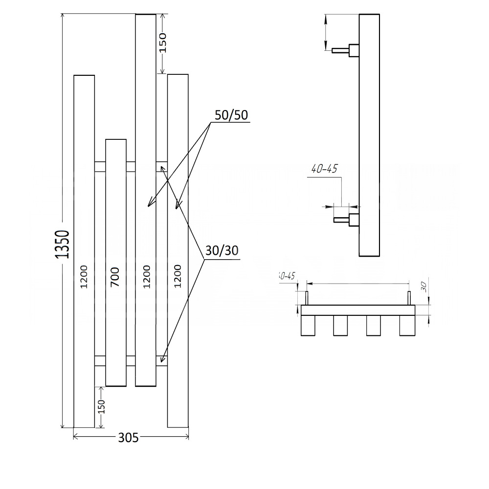 Genesis Aqua Сушка для рушників Kiy Електричний 1350x305