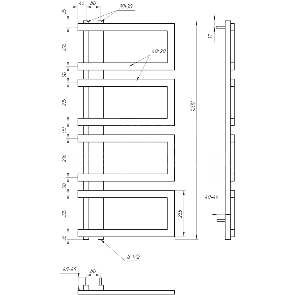 Электрический полотенцесушитель Genesis-Aqua Enzo 80x53 см