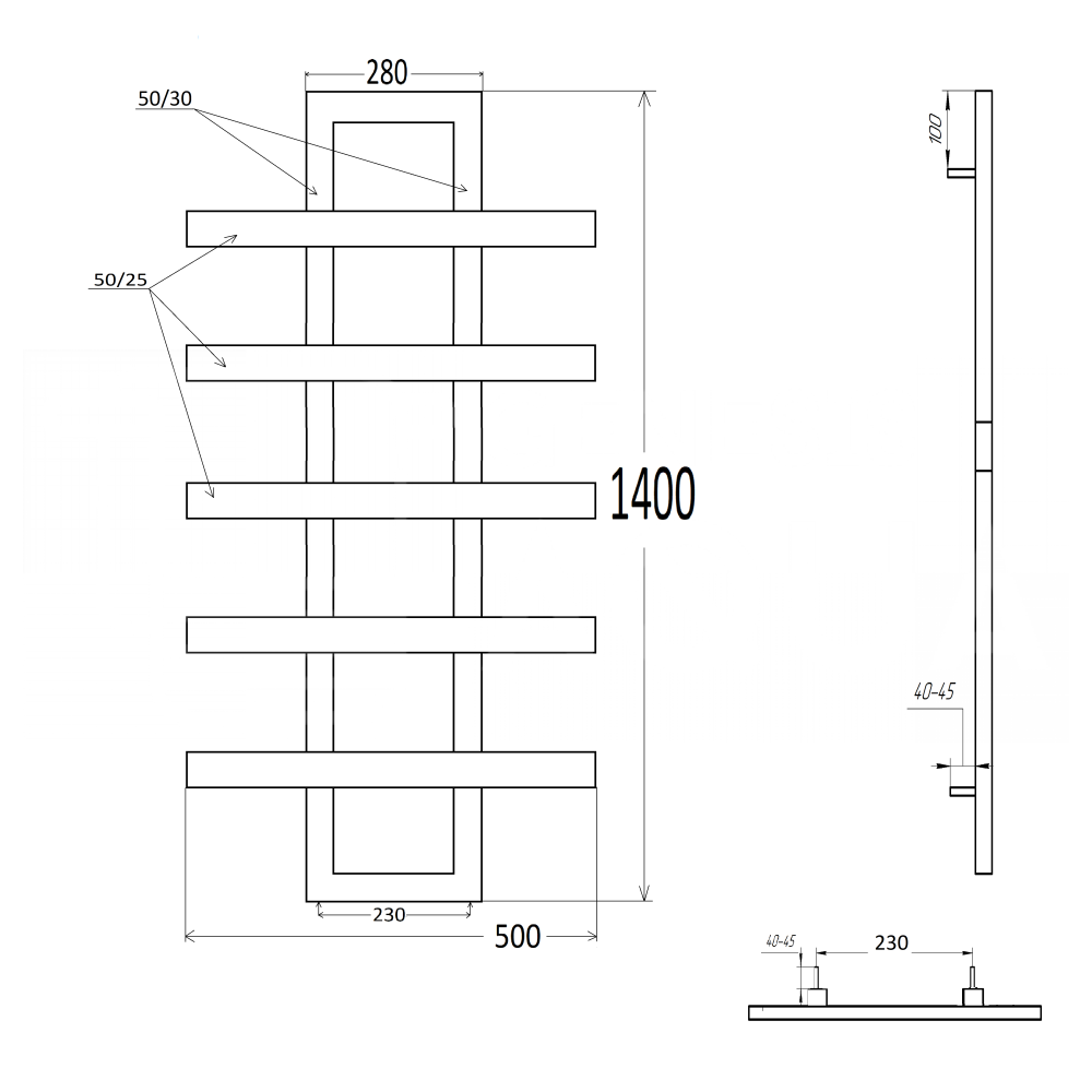 Genesis Aqua Сушка для рушників Teon Водяний 1400x50