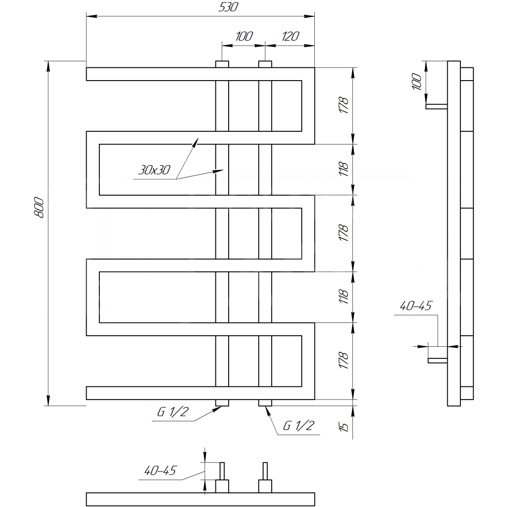 Электрический полотенцесушитель Mogiana 120x53 см