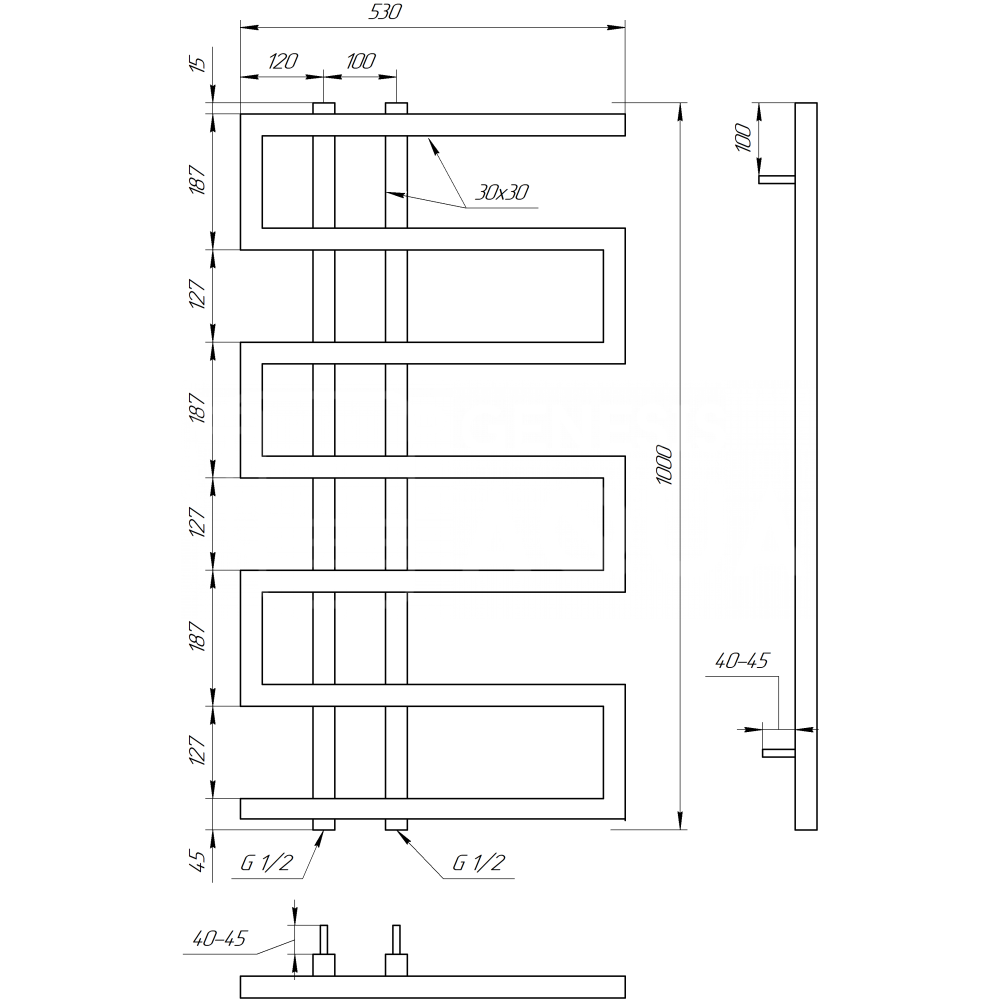 Полотенцесушитель Mogiana 120x53 см
