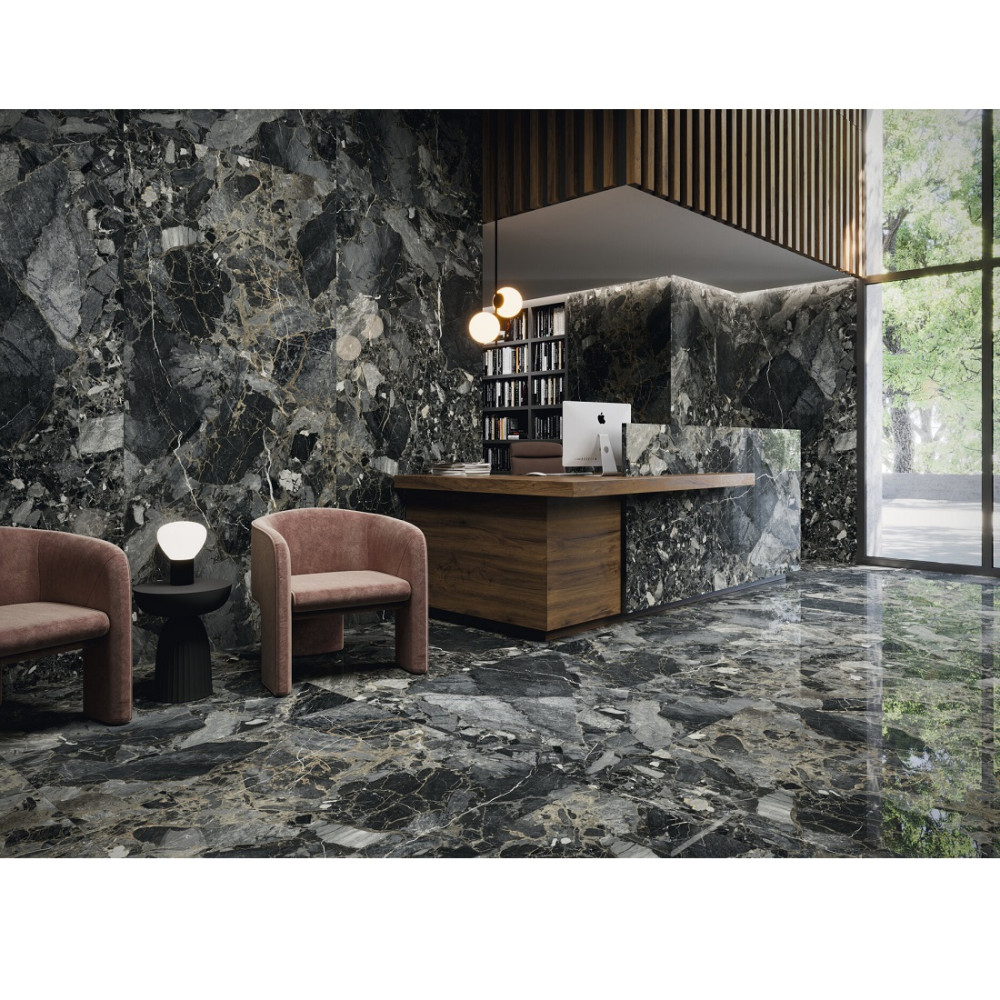 ALMERA CERAMICA (SPAIN) INDI BLACK PULIDO RECT