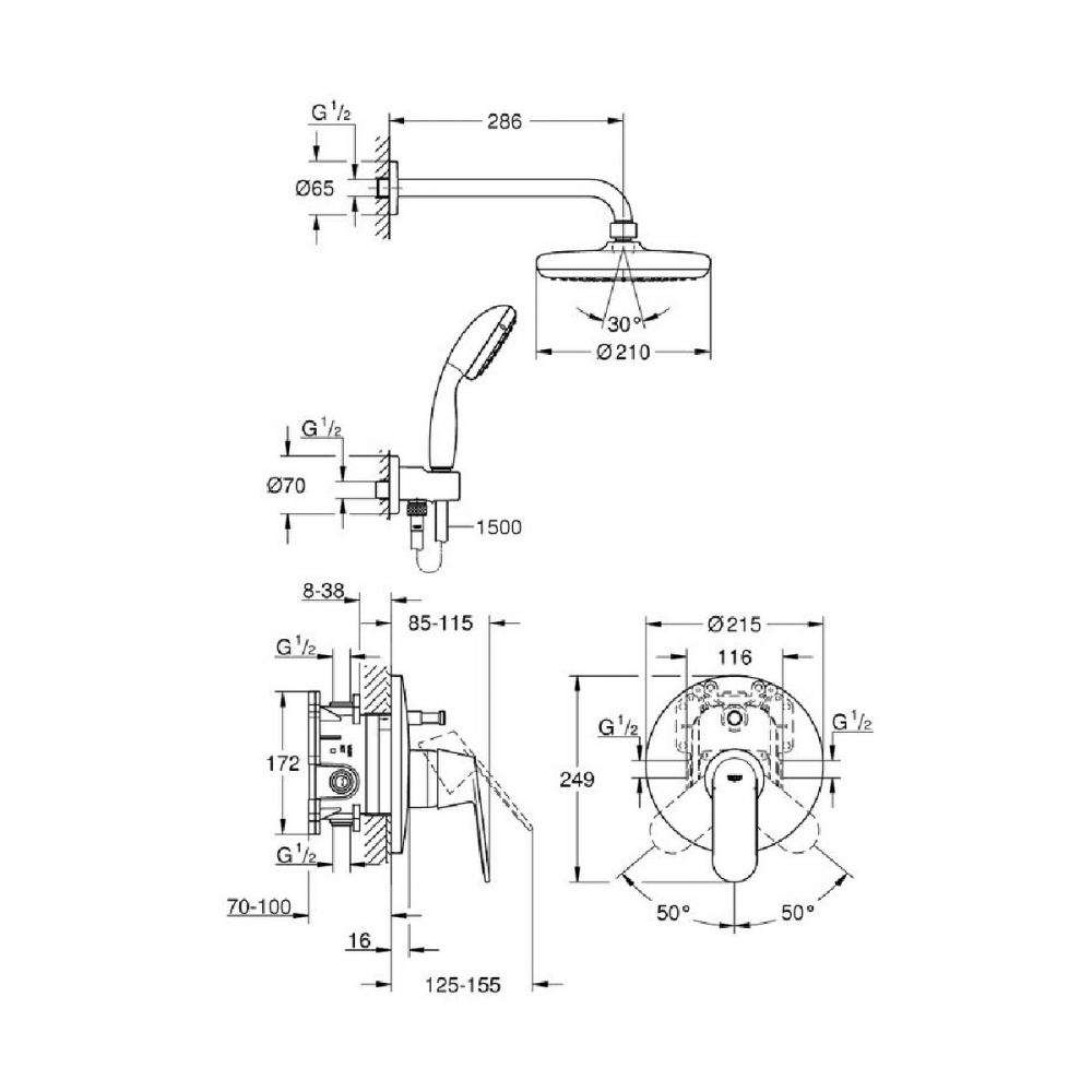 Душевая система GROHE EUROSMART COSMOPOLITAN 25183001