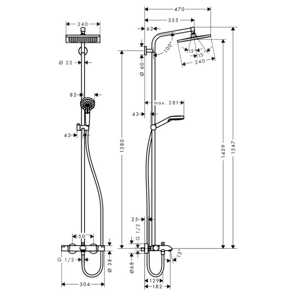 Душевая система HANSGROHE Crometta E 27298000