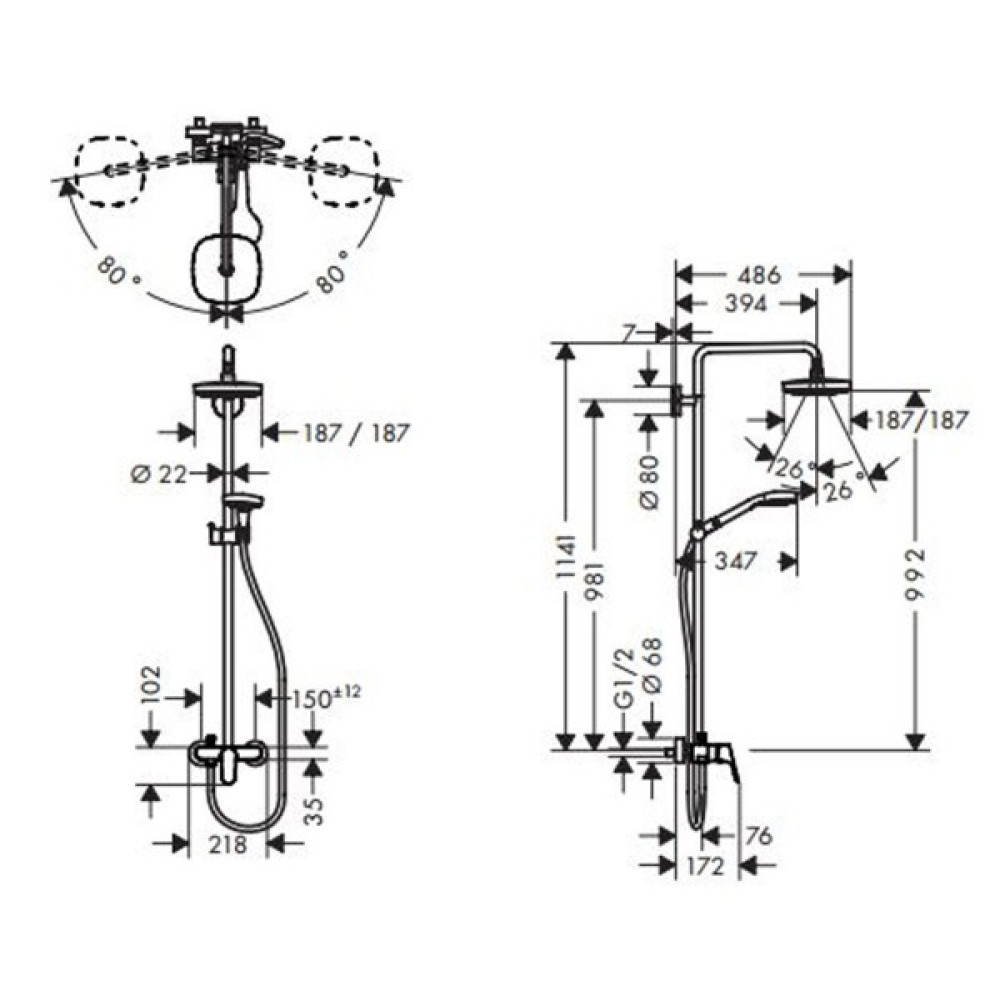 Душевая система HANSGROHE CROMA SELECT E 27258400