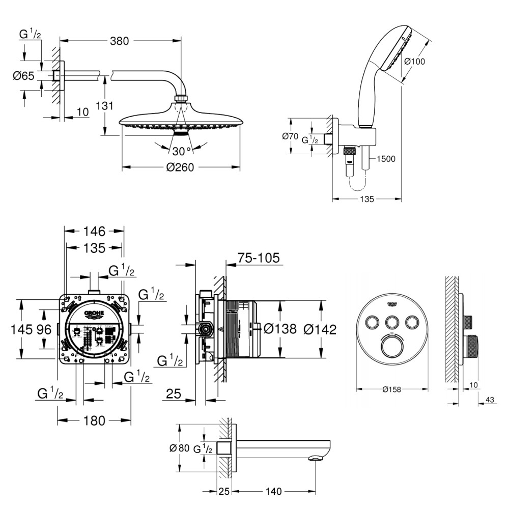 Душова система GROHE SMARTCONTROL 34614SC3