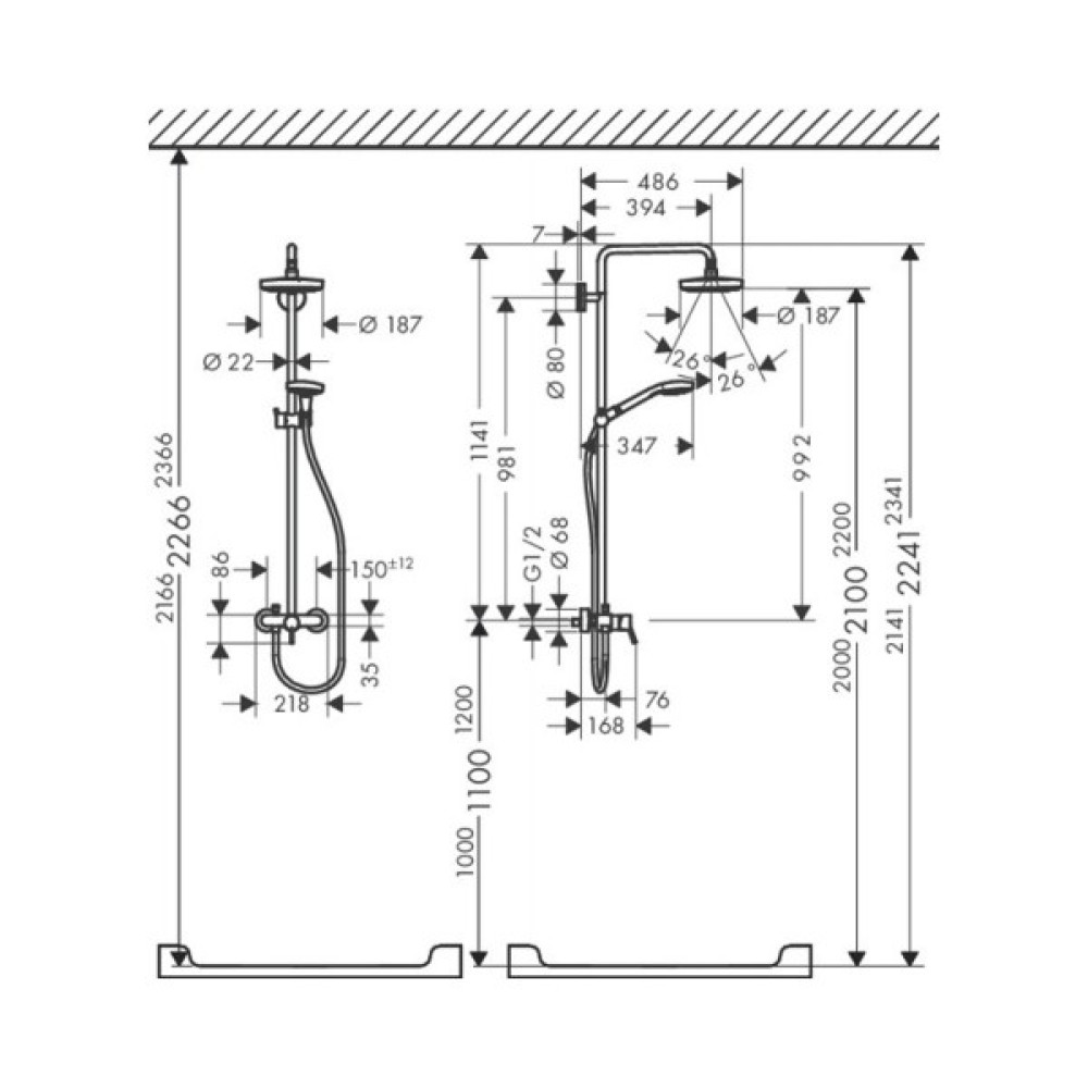 Душевая система HANSGROHE CROMA SELECT S 27255400