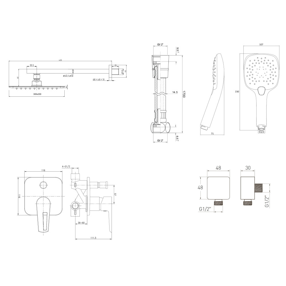 Душевая система IMPRESE BRECLAV f03001501SQ