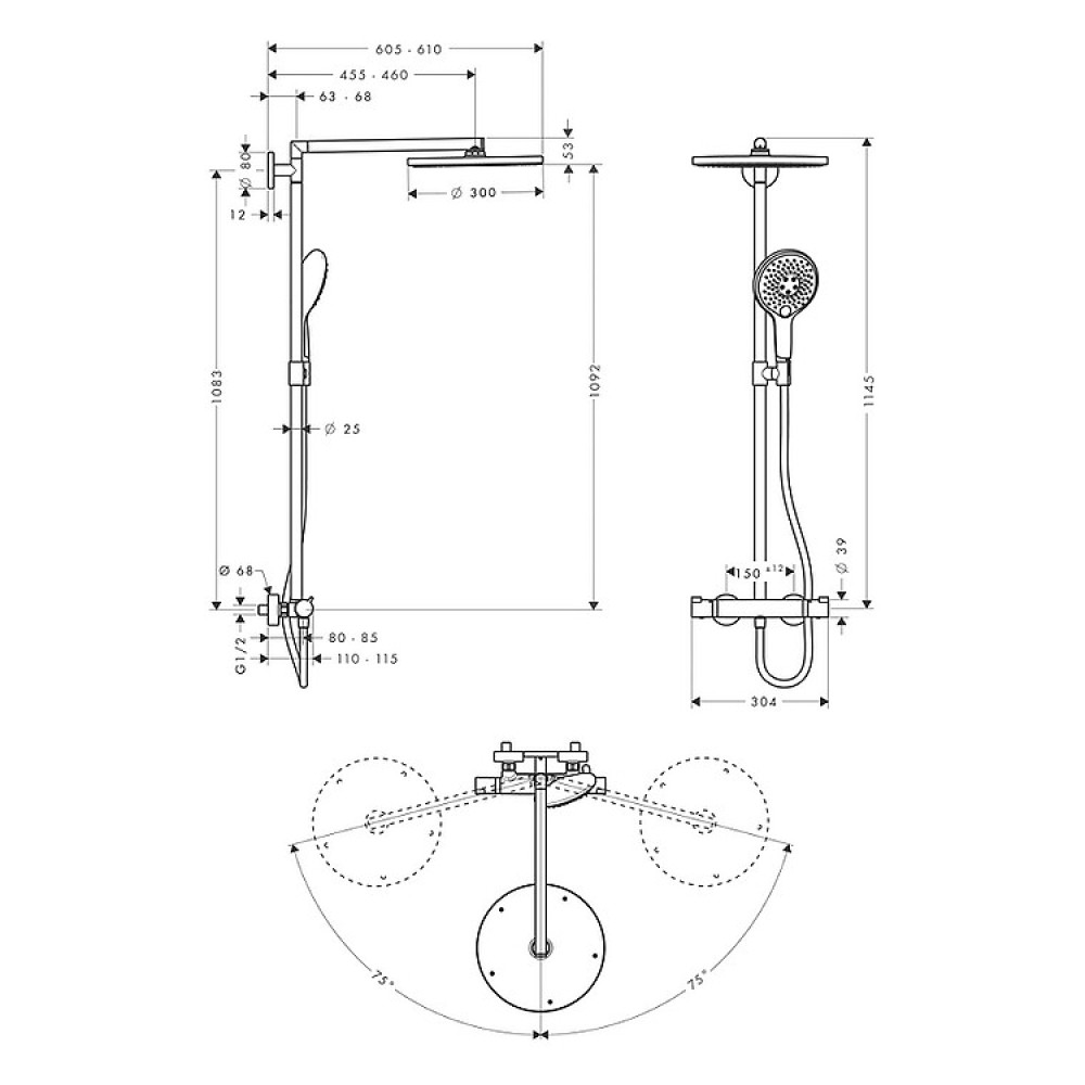 Душевая система HANSGROHE Raindance Select Showerpipe 27114000