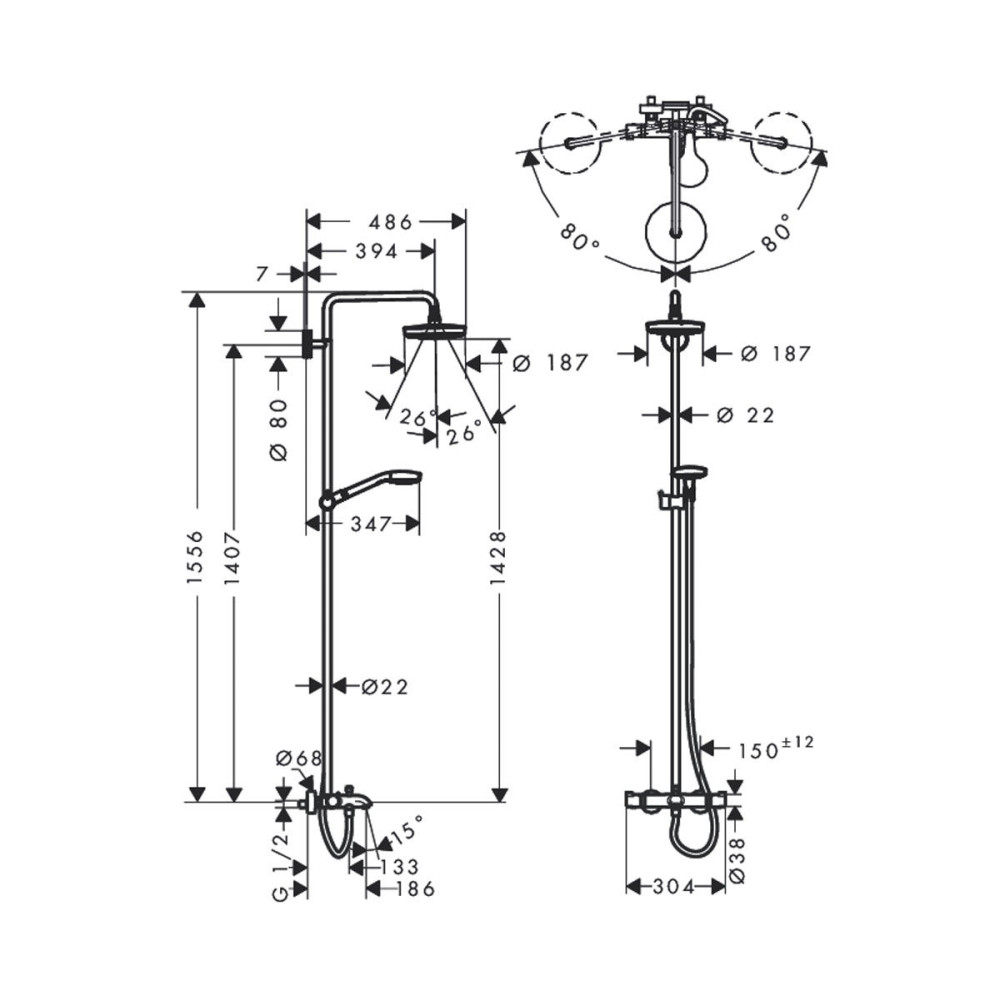 Душевая система HANSGROHE CROMA SELECT S 27351400