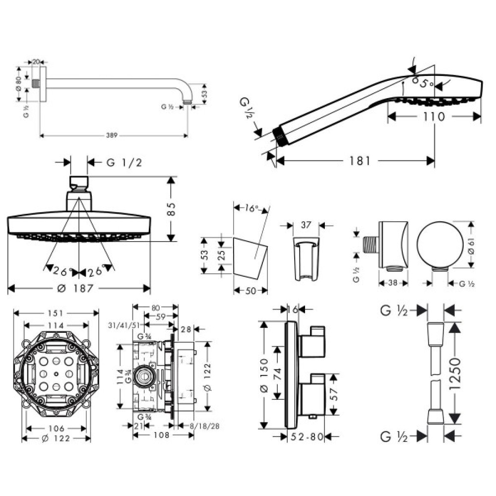Душевая система HANSGROHE CROMA SELECT S 27295000