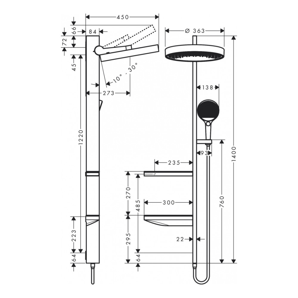 Душевая система HANSGROHE RAINFINITY 26842000