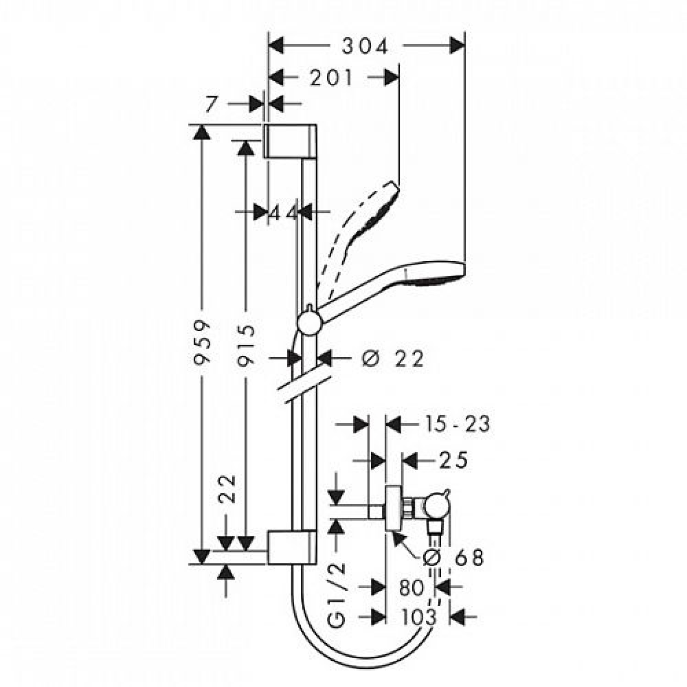 Душевой гарнитур HANSGROHE CROMA SELECT E 26586400