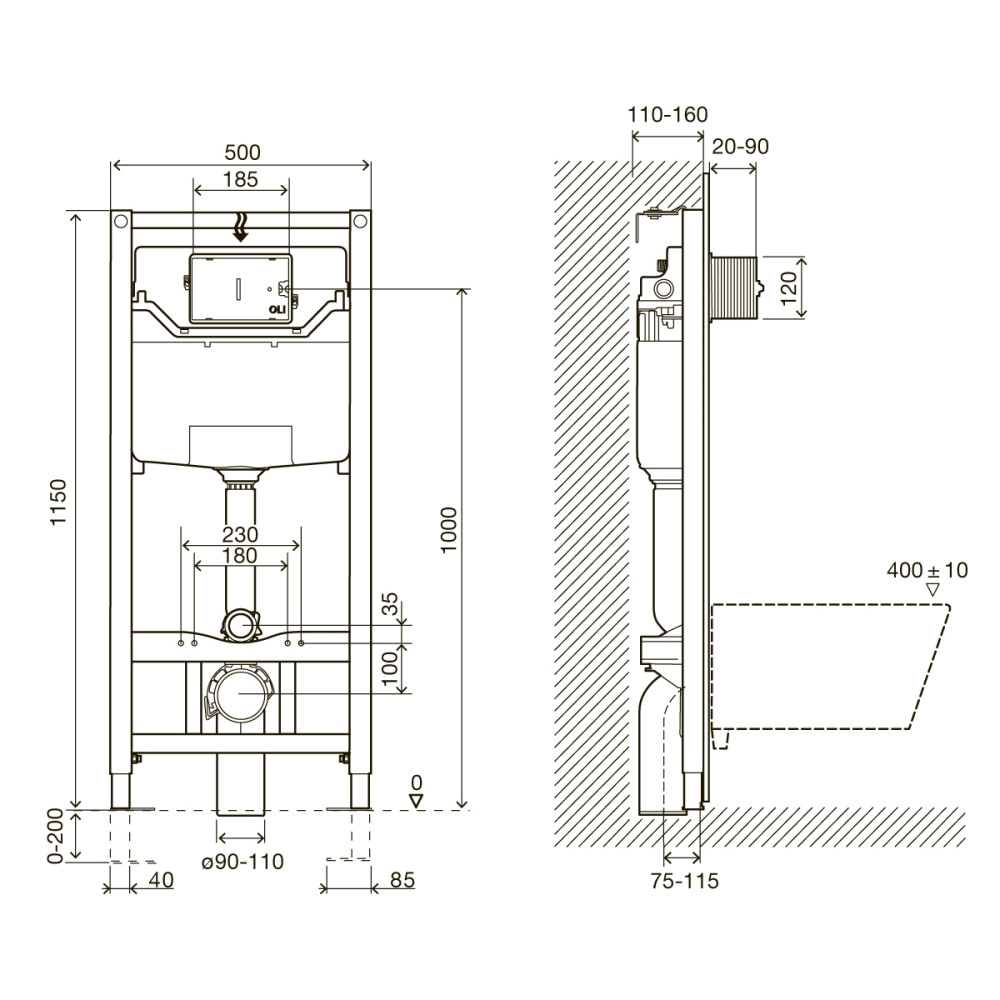 Инсталляция для унитаза IMPRESE i-FRAME i9120OLIpure